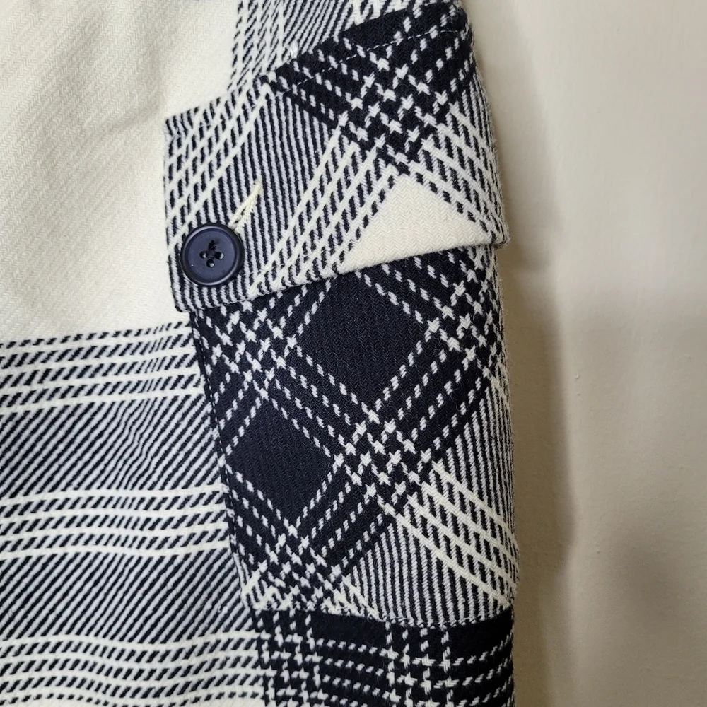 Talbots Vintage Plaid Skirt Size 12 Black & White Knit With Pockets Classic - Picture 4 of 8